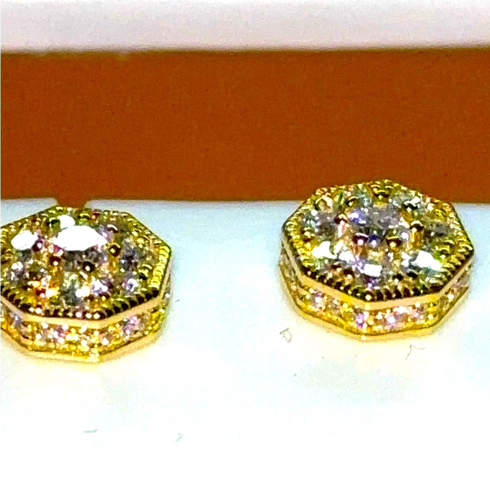 Luxurious Gold Over Sterling Silver Moissanite  Pavé Earrings!